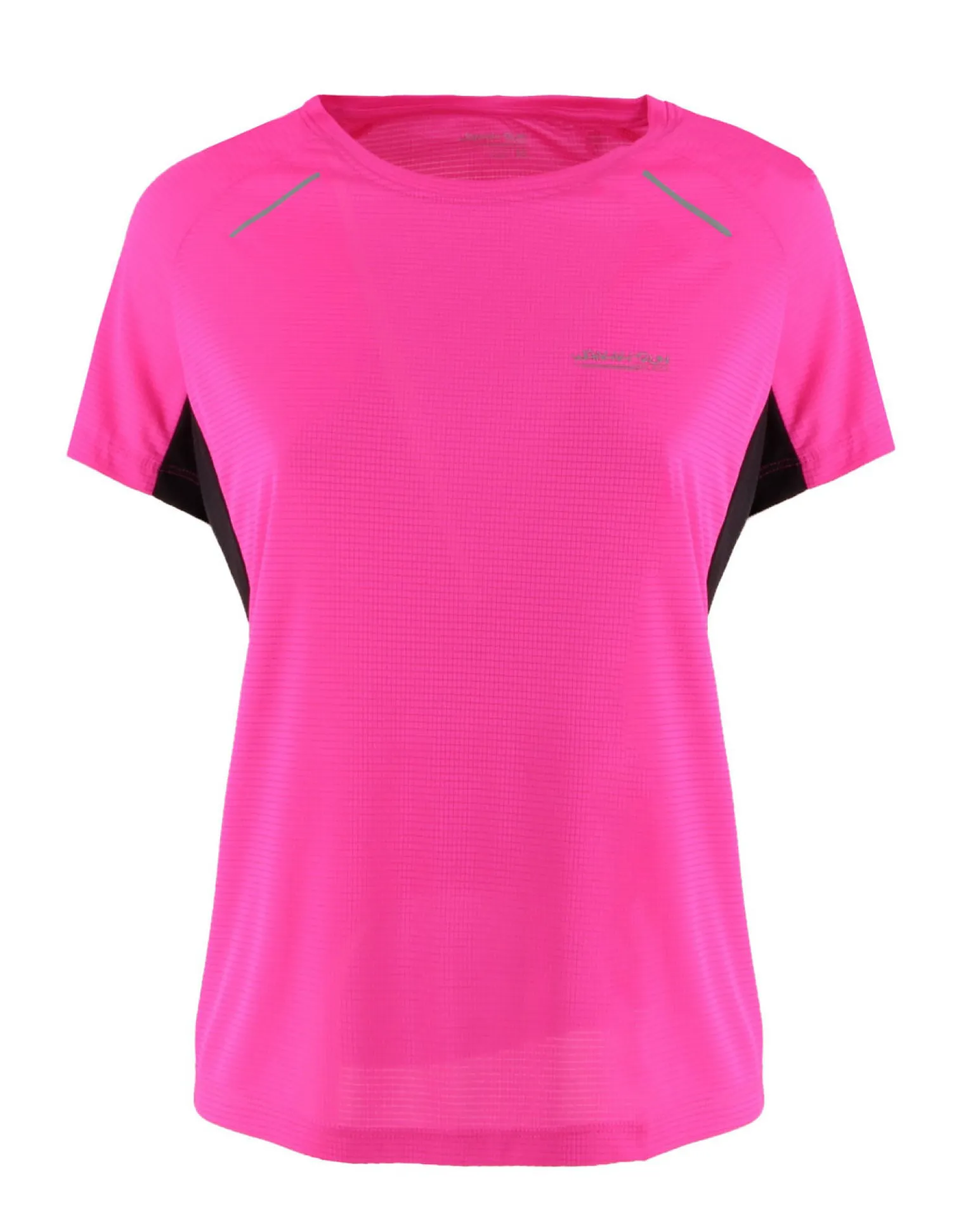 WAIKIKI RUN - T-SHIRT SPORTIVA JAQUARD WAFFLE IN MESH TRASPIRANTE FUXIA FLUO E NERA DA DONNA - MARCELA