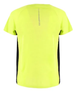 WAIKIKI RUN - T-SHIRT SPORTIVA JAQUARD WAFFLE IN MESH TRASPIRANTE  GIALLA FLUO E NERA DA UOMO - PEPE