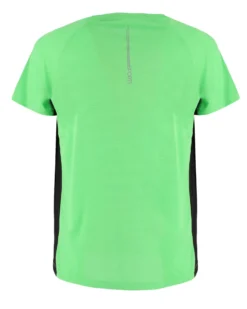 WAIKIKI RUN - T-SHIRT SPORTIVA JAQUARD WAFFLE IN MESH TRASPIRANTE  VERDE FLUO E NERA DA UOMO - PEPE