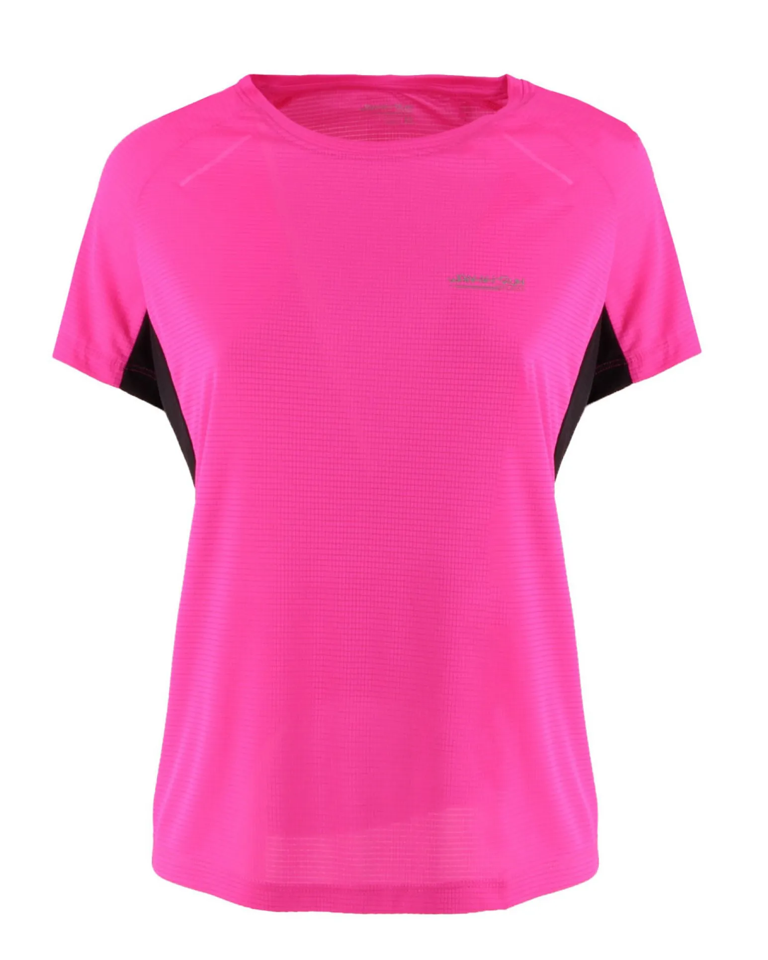 WAIKIKI RUN - T-SHIRT SPORTIVA JAQUARD WAFFLE IN MESH TRASPIRANTE FUXIA FLUO E NERA DA DONNA - MARCELA