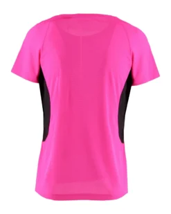 WAIKIKI RUN - T-SHIRT SPORTIVA JAQUARD WAFFLE IN MESH TRASPIRANTE FUXIA FLUO E NERA DA DONNA - MARCELA