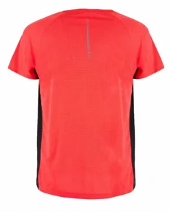WAIKIKI RUN - T-SHIRT SPORTIVA JAQUARD WAFFLE IN MESH TRASPIRANTE  ARANCIONE FLUO E NERA DA UOMO - PEPE