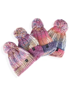 WAMPUM - Cappello multicolor a maglia con pon pon e interno rifinito in pile