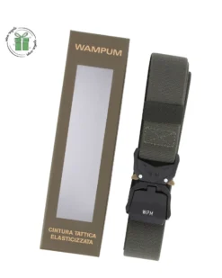 WAMPUM - Cintura tattica elasticizzata verde militare da uomo con scatola