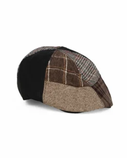 WAMPUM - Coppola patchwork nera e marrone