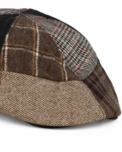 WAMPUM - Coppola patchwork nera e marrone