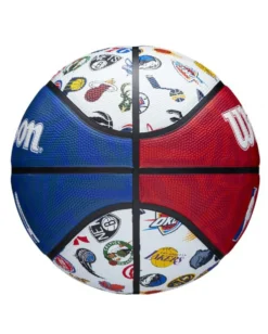 WILSON - Pallone da basket bianco e blu in gomma rinforzata con dettagli colorati