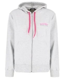XTREME BOXING - Felpa con cappuccio e zip completa grigia da donna in cotone