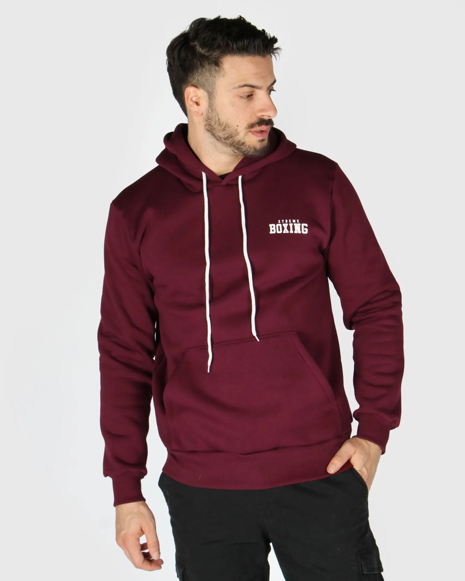 XTREME BOXING - FELPA CON CAPPUCCIO BORDEAUX DA UOMO