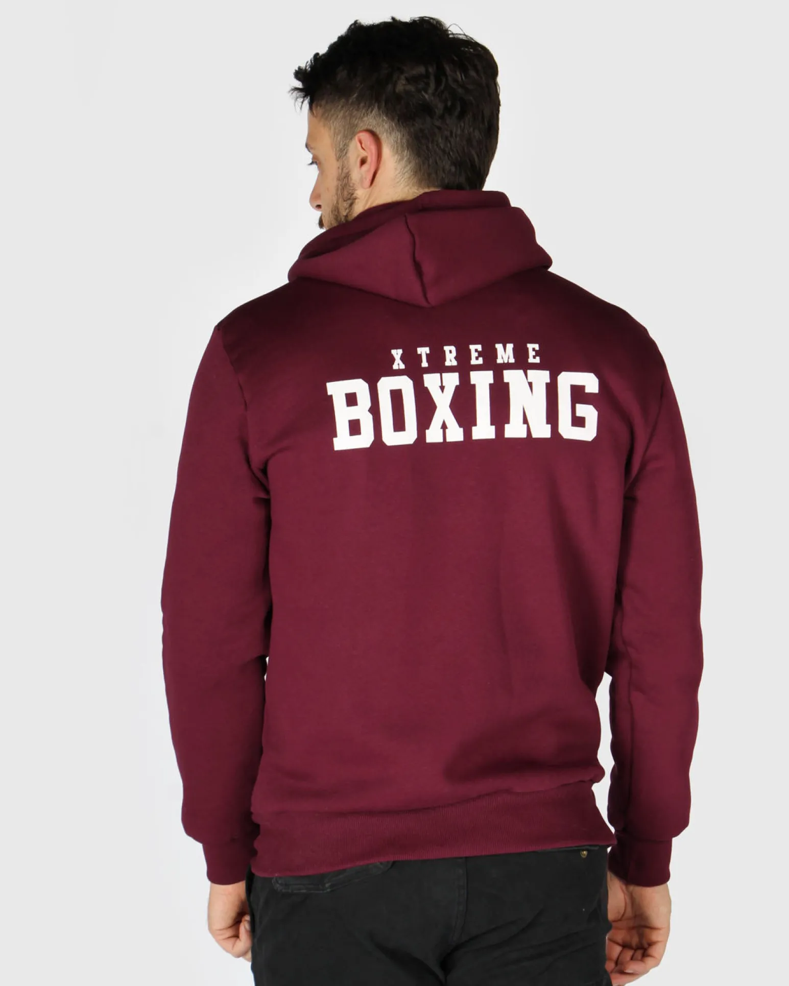 XTREME BOXING - FELPA CON CAPPUCCIO BORDEAUX DA UOMO