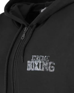XTREME BOXING - FELPA NERA DA DONNA CON ZIP E CAPPUCCIO