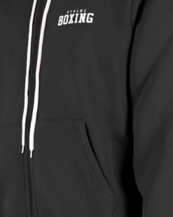 XTREME BOXING - FELPA NERA DA UOMO CON ZIP E CAPPUCCIO