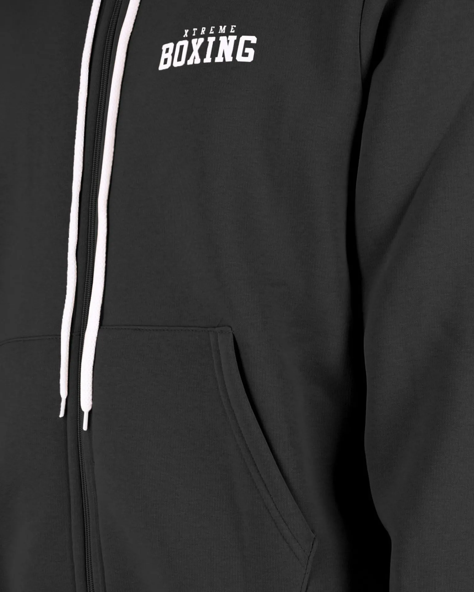 XTREME BOXING - FELPA NERA DA UOMO CON ZIP E CAPPUCCIO