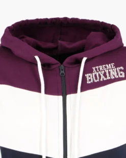 XTREME BOXING - FELPA VIOLA/BIANCO/BLU DA DONNA FULL ZIP CON CAPPUCCIO