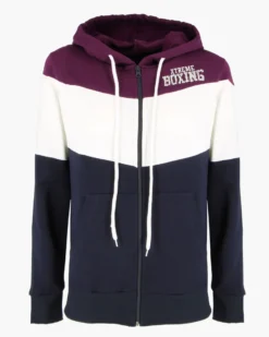 XTREME BOXING - FELPA VIOLA/BIANCO/BLU DA DONNA FULL ZIP CON CAPPUCCIO