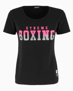 XTREME BOXING - TSHIRT NERA DA DONNA CON LOGO GLITTER