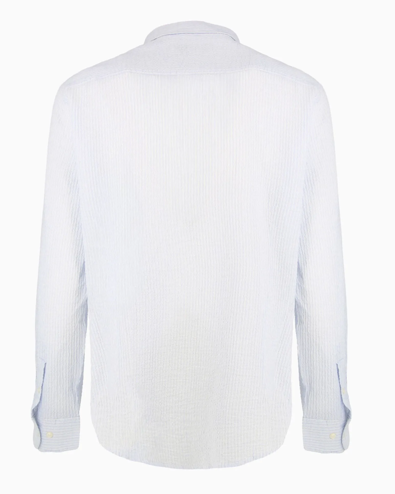 YELLOW DOG - Camicia manica lunga riga goffrato celeste e bianco in cotone