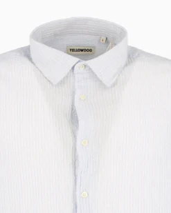 YELLOW DOG - Camicia manica lunga riga goffrato celeste e bianco in cotone