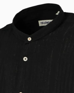 YELLOW DOG - Camicia manica lunga nera in tessuto operata