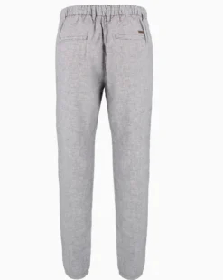 YELLOW DOG - Pantalone blu tasca america con laccio misto lino
