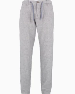 YELLOW DOG - Pantalone blu tasca america con laccio misto lino