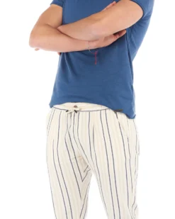 YELLOW DOG - PANTALONE CON COULISSE RIGA IN MISTO LINO