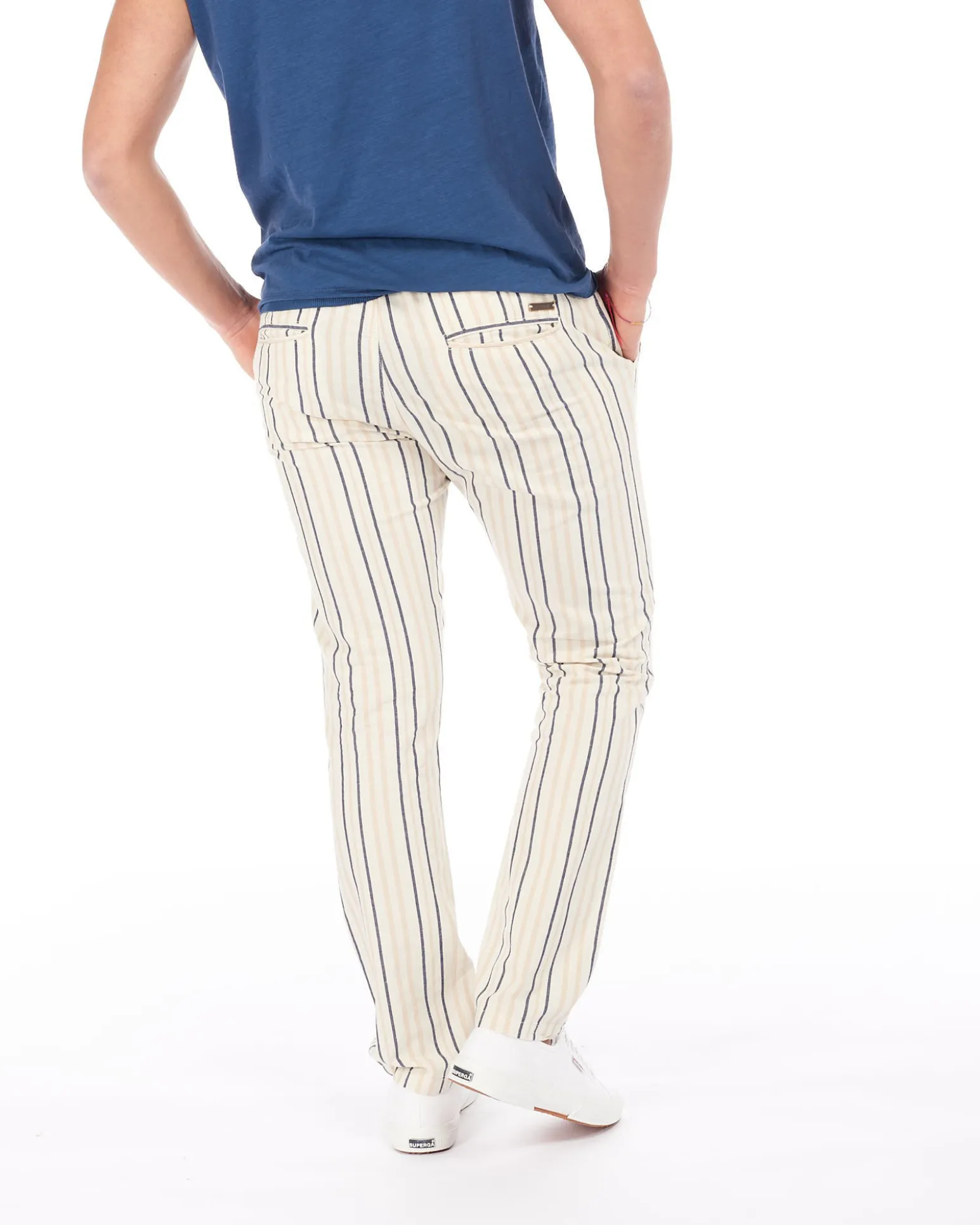 YELLOW DOG - PANTALONE CON COULISSE RIGA IN MISTO LINO