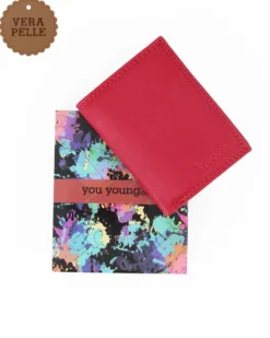 YOU YOUNG COVERI - Portafoglio rosso in VERA PELLE da donna