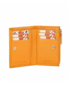 YOU YOUNG COVERI - Portafoglio giallo in VERA PELLE da donna con tasca frontale