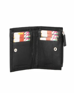 YOU YOUNG COVERI - Portafoglio nero in VERA PELLE da donna con tasca frontale