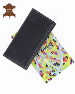 YOU YOUNG COVERI - Portafoglio blu da uomo in VERA PELLE con patta