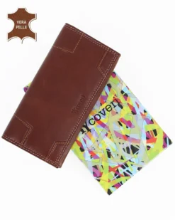 YOU YOUNG COVERI - Portafoglio marrone chiaro da uomo in VERA PELLE con patta