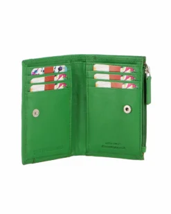 YOU YOUNG COVERI - Portafoglio verde in VERA PELLE da donna con tasca frontale