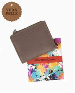 YOU YOUNG COVERI - Portafoglio taupe in VERA PELLE da donna
