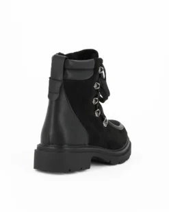 ZOE - Stivaletto nero scamosciato con lacci e zip laterale, tacco 3,5CM