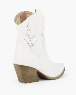 ZOE - Stivaletto texano bianco con zip laterale, tacco 7CM