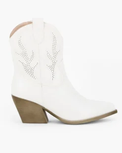 ZOE - Stivaletto texano bianco con zip laterale, tacco 7CM