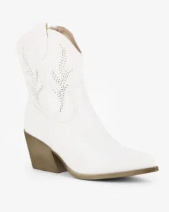 ZOE - Stivaletto texano bianco con zip laterale, tacco 7CM