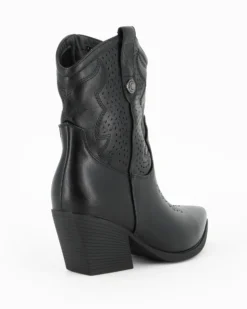 ZOE - Stivaletto texano nero con zip laterale, tacco 7CM